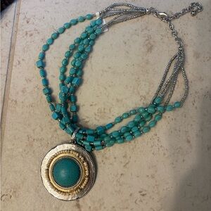 Chico's Turquoise and Silver Multi-Strand Necklace